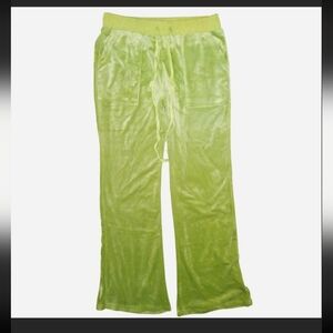 Lime Green Velvet Track Pants